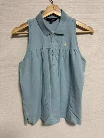 스카이블루 슬리브리스 피케 셔츠