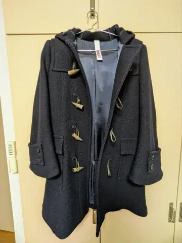 네이비 더플 코트 후드 부착