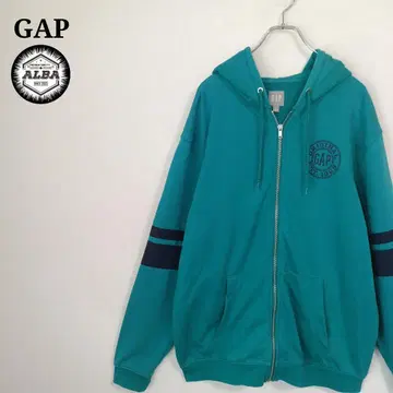 GAP 갭 후드티 은색 택 집업 서클 로고 녹색 그린 L