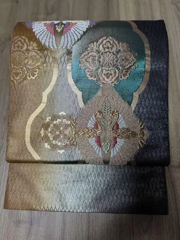다색 자수 후쿠로 오비 이국풍
