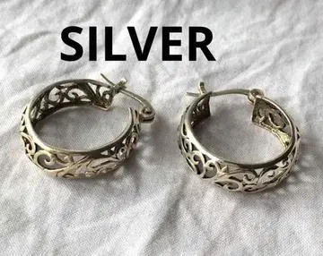 빈티지 아라베스크 실버 후프 귀걸이 SILVER 에스닉