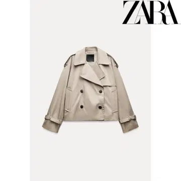 ZARA 베이지 더블 브레스트 트렌치코트 발수 가공 크롭 자켓