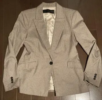 ZARA 체크 테일러드 자켓 브라운 계열