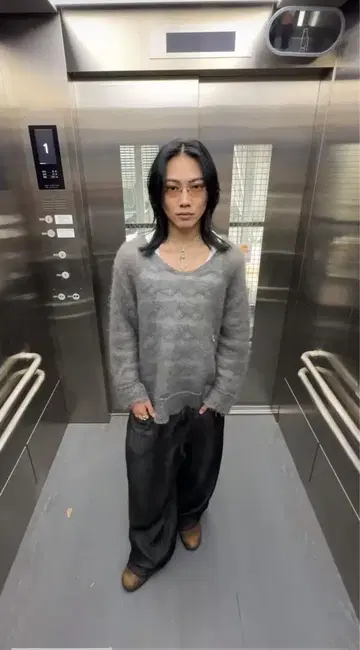 BALLSY.BROTHERS 레이온 배기 데님 타쿠무 착용