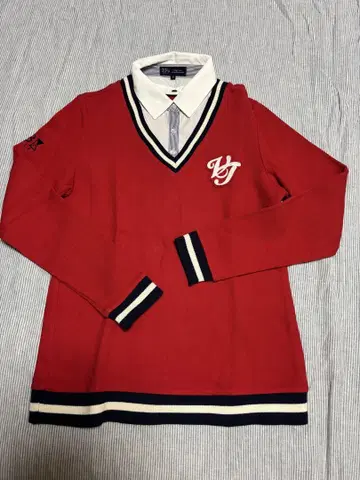 [ 23구 골프 ] 긴팔 티셔츠 레이어드 스타일 레드 사슴모양 골프웨어