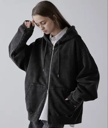 CLEL 헤비 웨이트 로고 자수 풀 집업 후드티 XS 사이즈