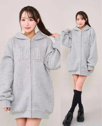 Darich DD 로고 비쥬 지퍼 후드티