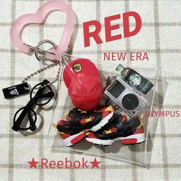 [한정 가격] 가챠 파우치 리복, 뉴에라, 올림푸스 등 - 레드 계열