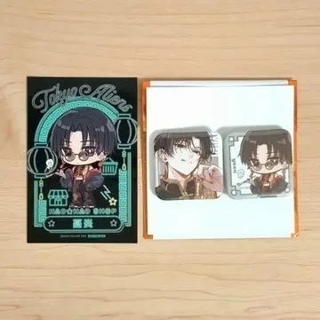 도쿄 에이리언즈 하오 하오샵 스퀘어 캔뱃지 스티커 유염 세트