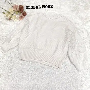 s.1882 [ 글로벌 워크 ] 긴팔 니트 도킹 모코모코 화이트 L