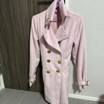 핑크 더블 브레스트 코트