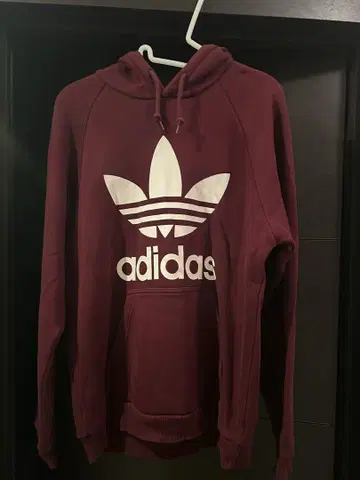 adidas 로고 후드티 버건디