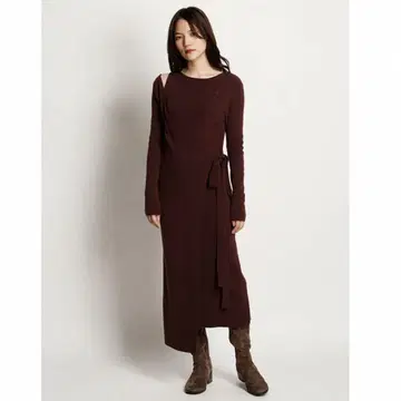 프레이 아이디 다크 브라운 니트 원피스