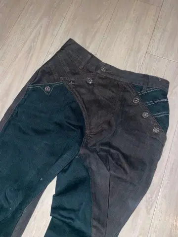 웨스턴 데님 팬츠 다크 그린 블랙