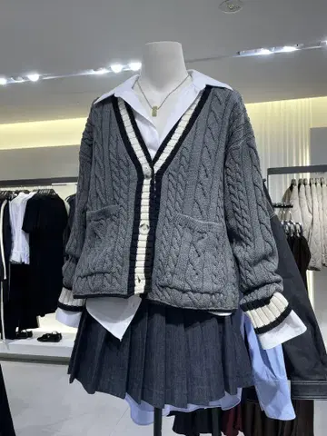 ZARA 파이핑 심 니트 자켓 M