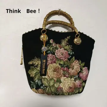 씽크비 Think Bee 백 블랙 고블랑 직조 꽃무늬 디자인 백