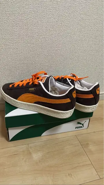 PUMA 스웨이드 스니커즈 브라운/오렌지