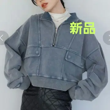 새상품 JEANASIS 지나시스 하프 지퍼 숏 블리치 풀오버