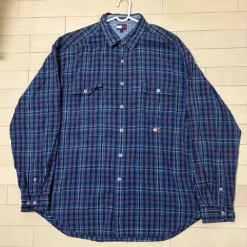 TOMMY JEANS 긴팔 셔츠 XL 블루 계열 체크