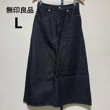 무인양품 나무 열매로 만든 카포크 혼방 데님 A라인 스커트 여성 L 블랙