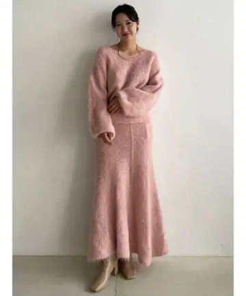 LAGUNAMOON 알파카 샤기 니트 풀오버 스커트