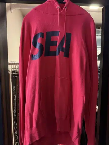 WIND AND SEA SEA 로고 후디 빨간색