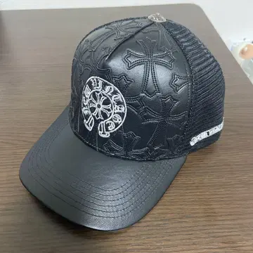 NEW VINTAGE 크로스 엠블럼 가죽 메쉬 캡