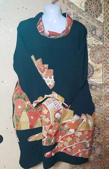 기모노 리메이크 블랙 전례복 기모노 국화 길상 원피스