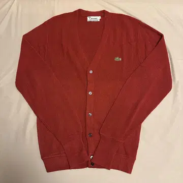 LACOSTE 레드 V넥 가디건