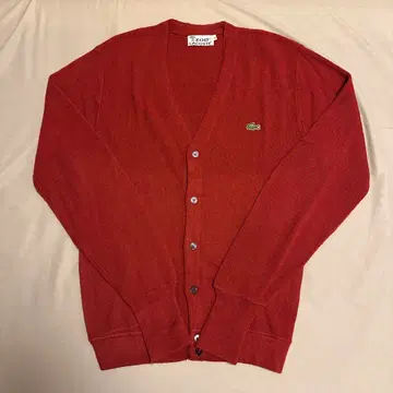 LACOSTE 레드 V넥 가디건