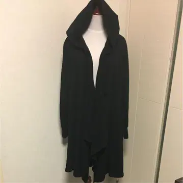 주카  후디 가디건 면 블랙