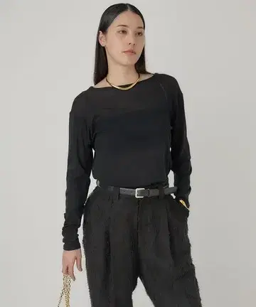 카오스 소피아 T셔츠 시어 티셔츠 블랙 코튼