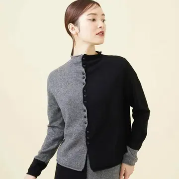 [ 새상품급 ] 시빌라 바이컬러 블록 가디건 캐시미어 현행 M