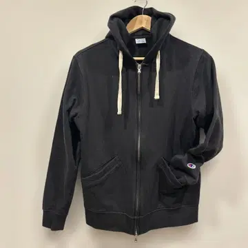 Champion 블랙 풀 집업 후드티 M