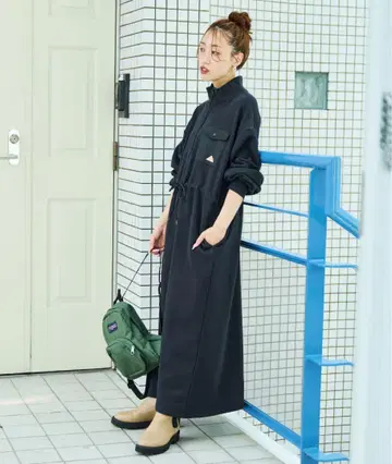 새상품 KELTY 별주 속기모 하프 지퍼 허리 리본 원피스