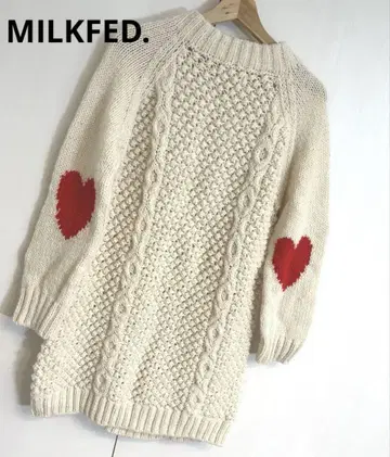 밀크페도 MILKFED. 하트 스웨터 니트 아이보리 원피스