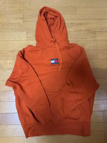TOMMY JEANS 오렌지 후드 부착 후드티 S