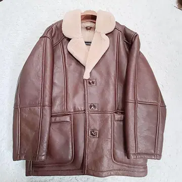 새상품급 리얼 램 가죽 무스탕 자켓 코트 브라운 오버 사이즈