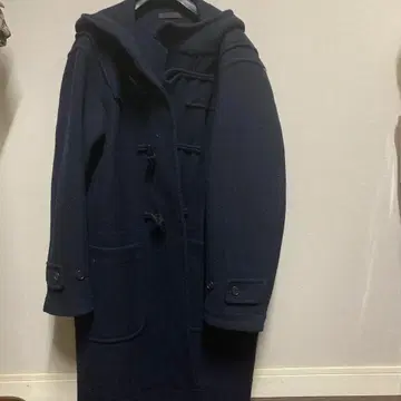 남성용 UNIQLO 네이비 더플 코트 후드 부착