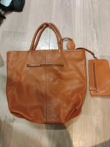 NOTRE FAVORI 천연 가죽 토트백 카멜 브라운 A4