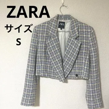 ZARA 체크 무늬 크롭 트위드 자켓