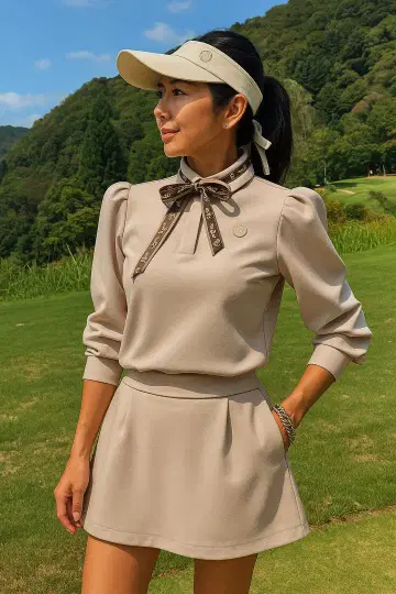 여성용 골프웨어 셋업 L 사이즈 베이지