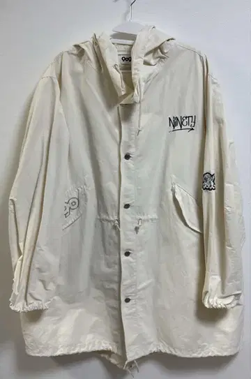9090s 나일론 자켓 L 크림색 후드 부착