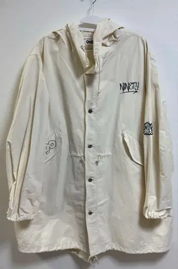 9090s 나일론 자켓 L 크림색 후드 부착