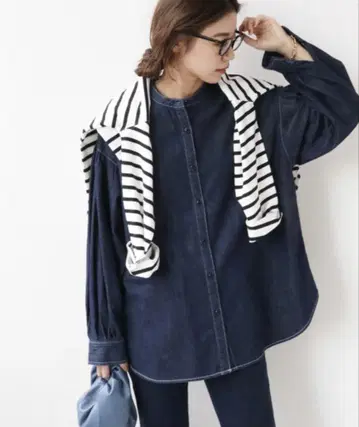 JOURNAL STANDARD relume 데님 볼륨 슬리브 블라우스