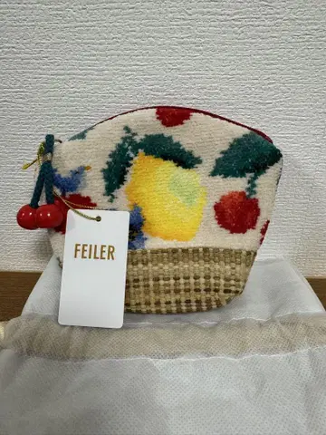 [택 포함 새상품] FEILER 후르츠 패턴 파우치 (체리쉬유)
