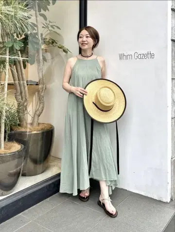Whim Gazette 코튼 쉬폰 초목 염색 원피스