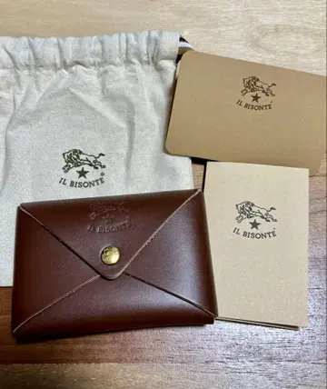 [ 미사용 새상품 ] IL BISONTE 브라운 가죽 카드 케이스