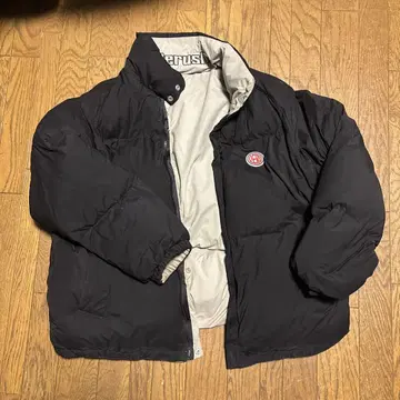 다운 자켓 리버서블 블랙 로고 자수