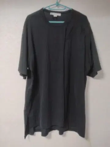 Y-3 블랙 절개 랩 반팔 티셔츠